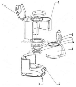 Page A Diagram and Parts List for ARX10  Mr Coffee Coffee Maker